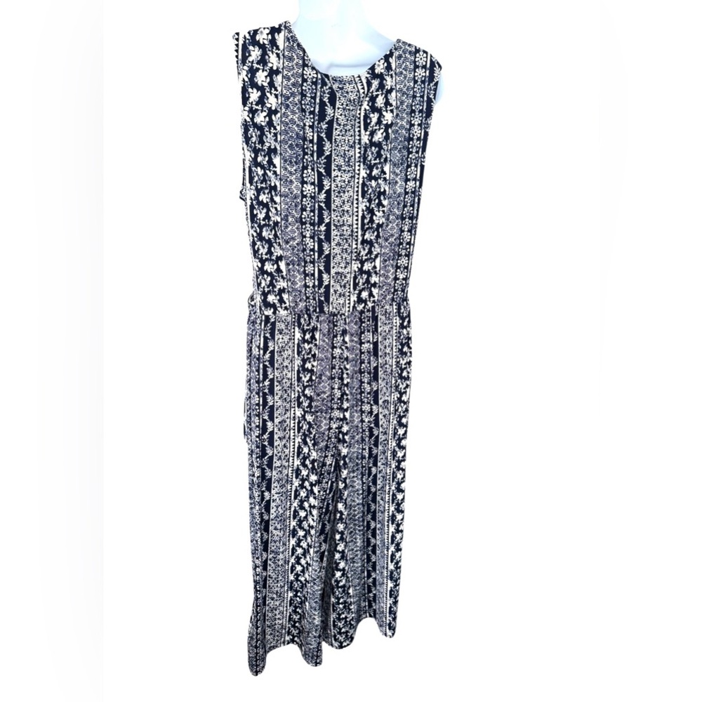 Connected Apparel Navy Maize Patterned Jumpsuit S… - image 2